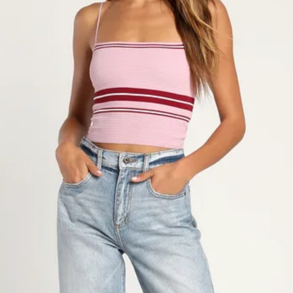 Lulus Striped Ribbed Crop Top
